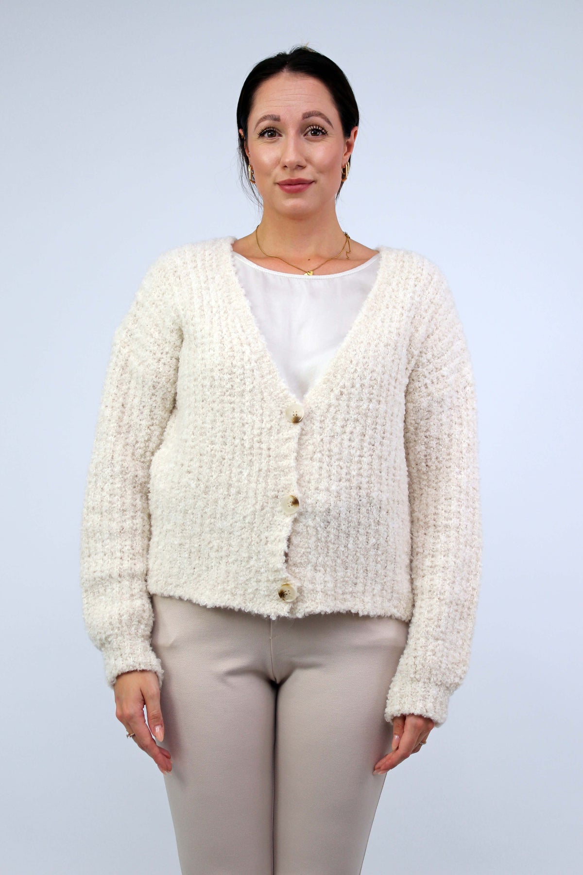 Strickjacke "bouclée" - Creme