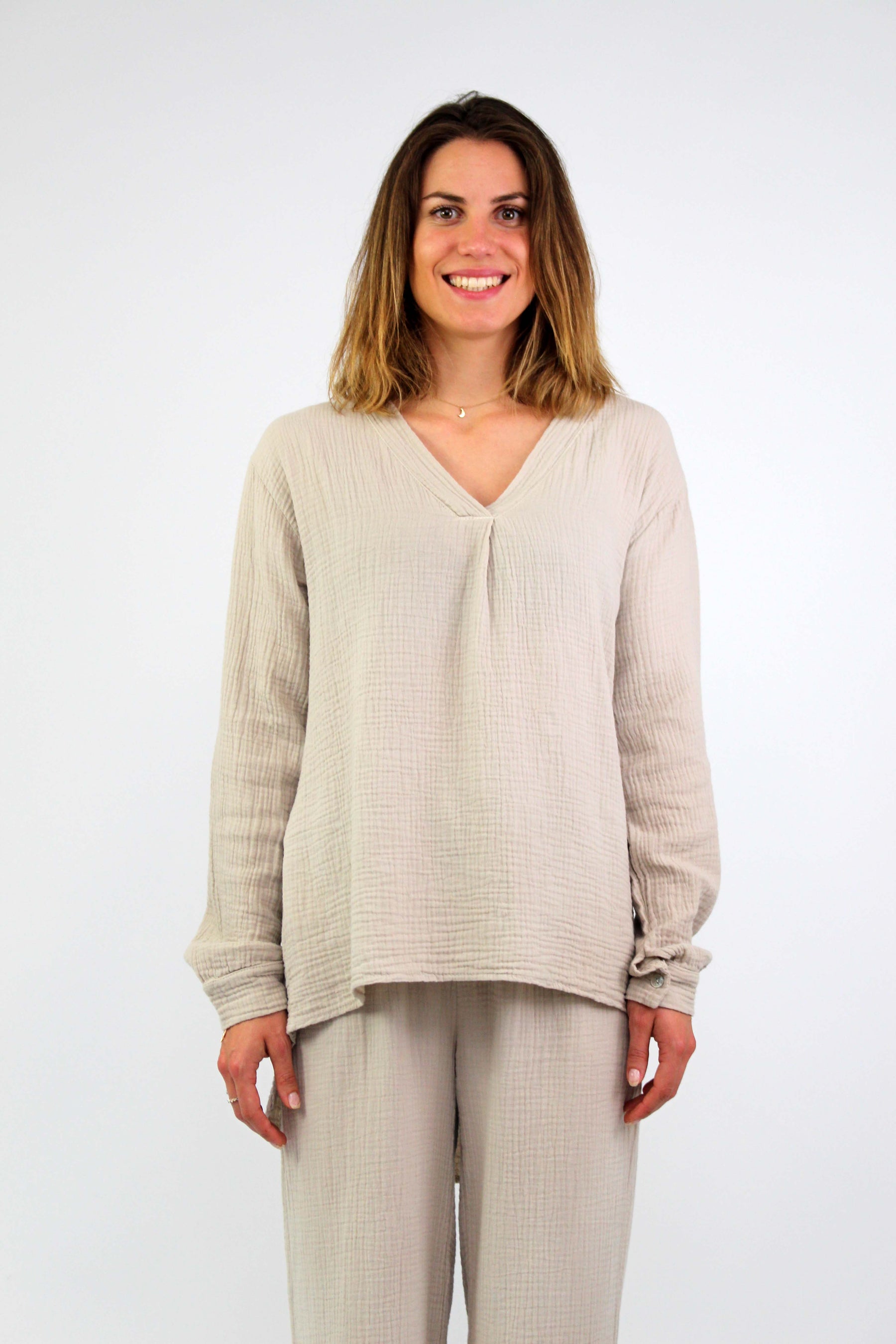 Musselin Bluse - Beige