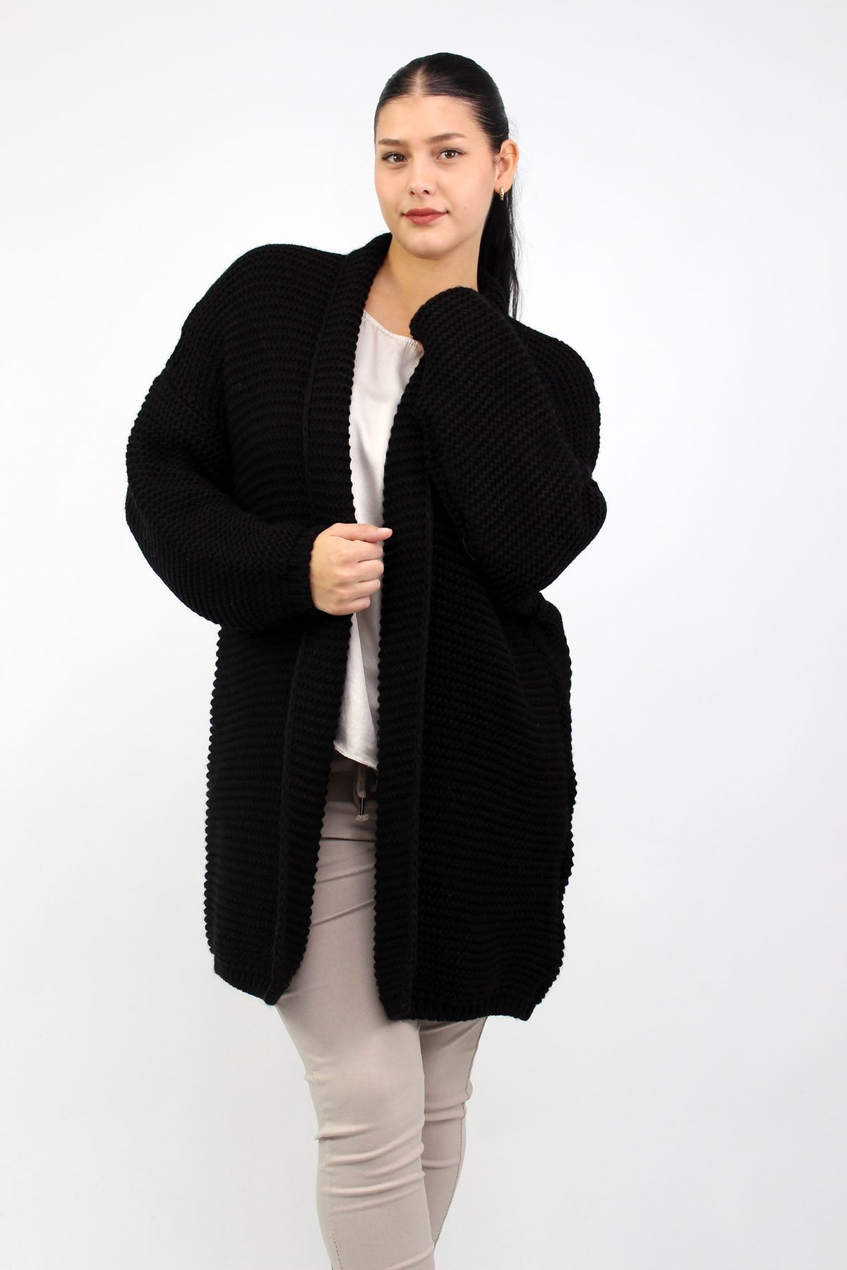 Strickjacke "Grobstrick" - Schwarz