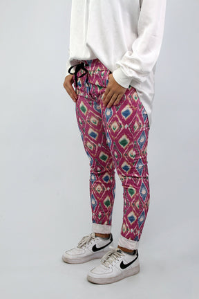 Hose "Jogger mit Print" - Beere