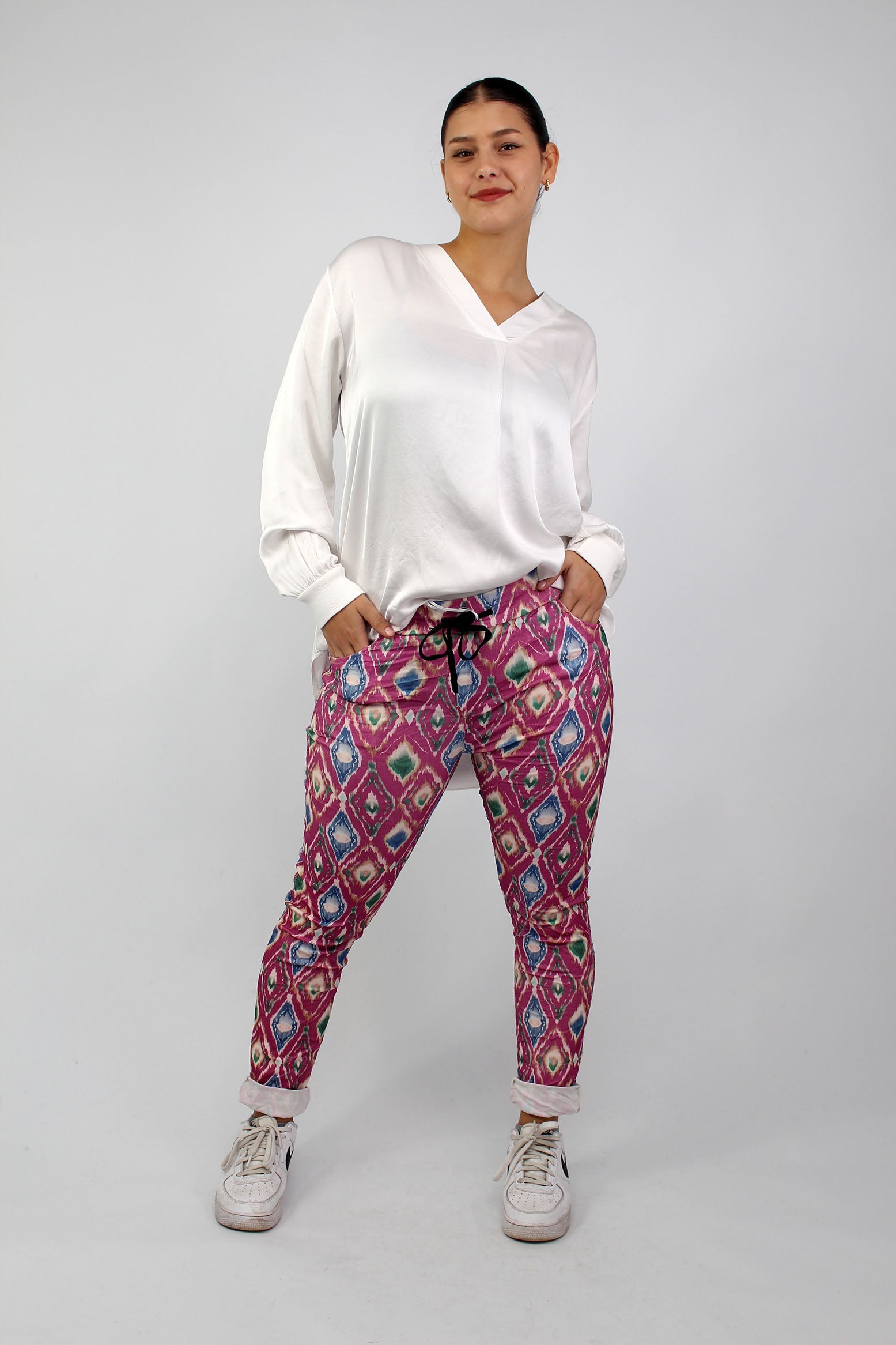 Hose "Jogger mit Print" - Beere