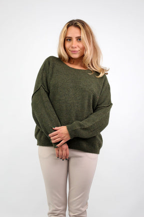 Pullover mit aufgesetzter Naht - Khaki