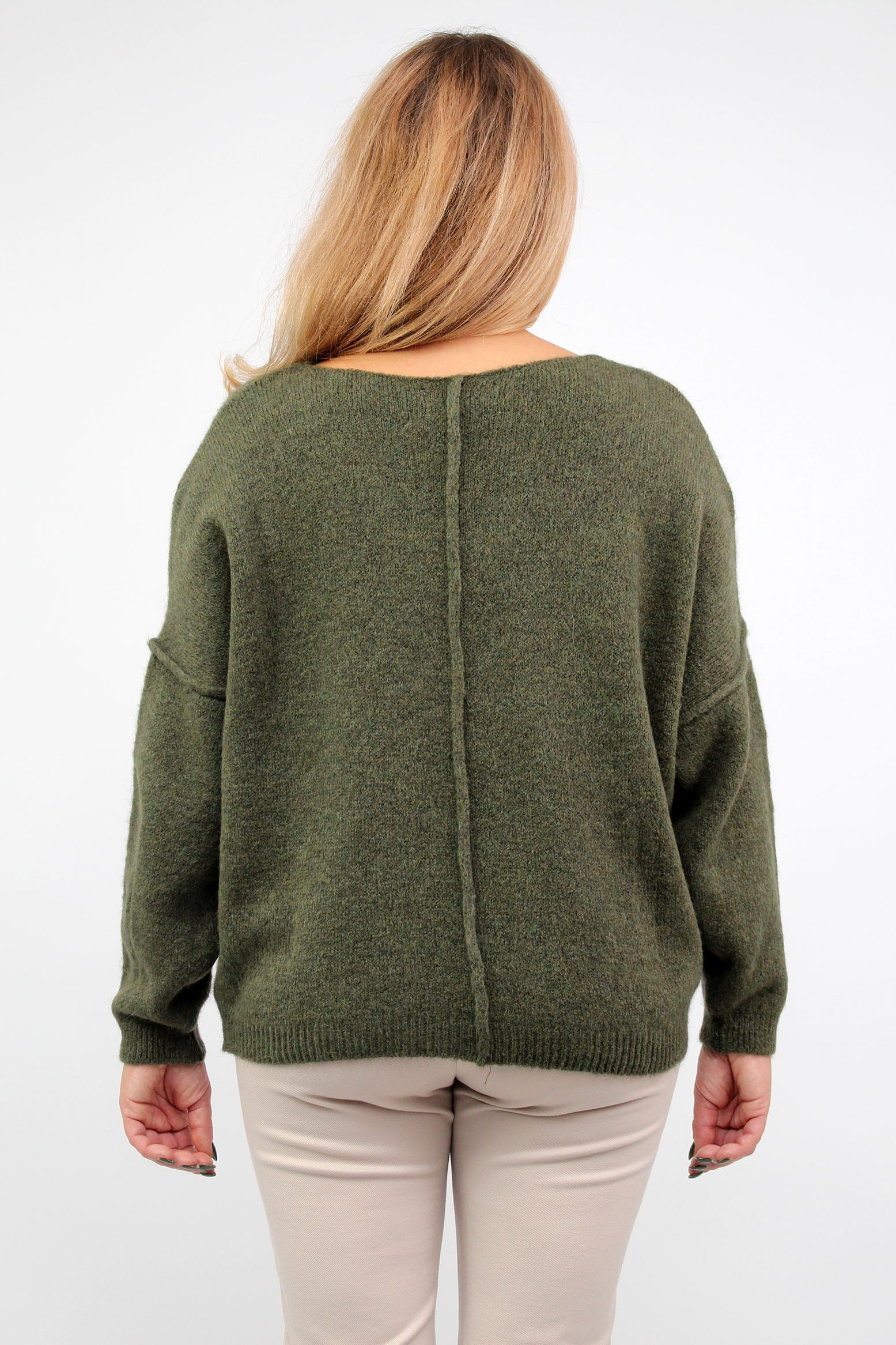 Pullover mit aufgesetzter Naht - Khaki