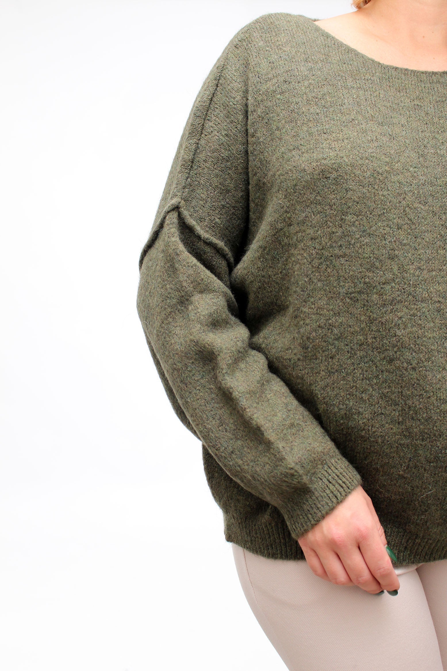 Pullover mit aufgesetzter Naht - Khaki