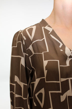 Bluse mit Grafikprint - Taupe