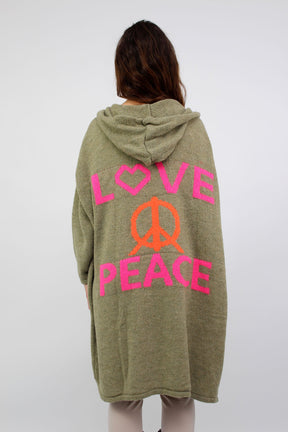 Strickjacke "Love & Peace" - Khaki