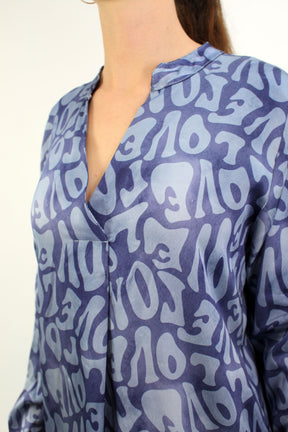 Bluse "Love" - Blau