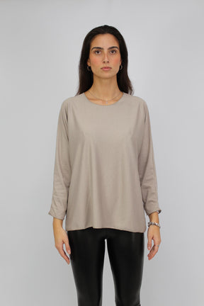 ST Selected Touch Langarmshirt "Bestseller" - Taupe