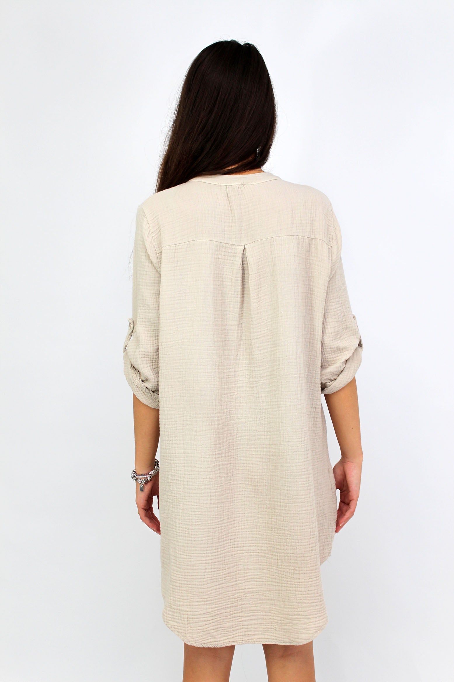 Musselin Tunika / Kleid - Beige