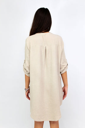 Musselin Tunika / Kleid - Beige