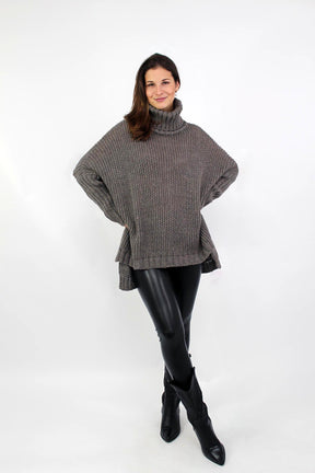 Pullover "Grobstrick mit Rollkragen" - Taupe