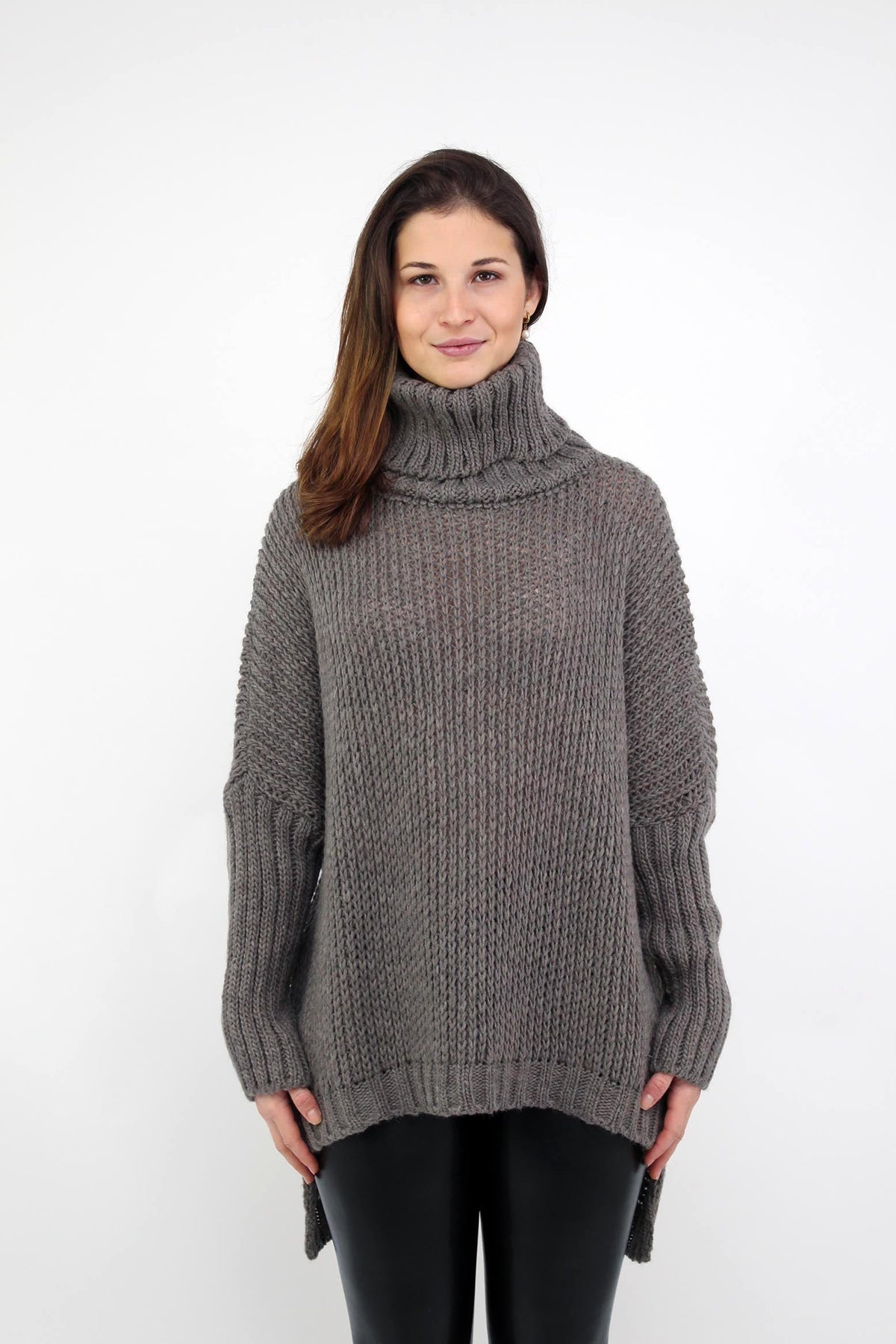 Pullover "Grobstrick mit Rollkragen" - Taupe