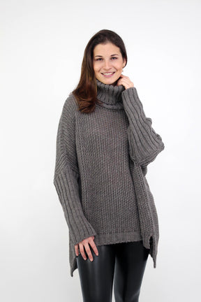 Pullover "Grobstrick mit Rollkragen" - Taupe