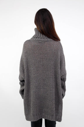 Pullover "Grobstrick mit Rollkragen" - Taupe