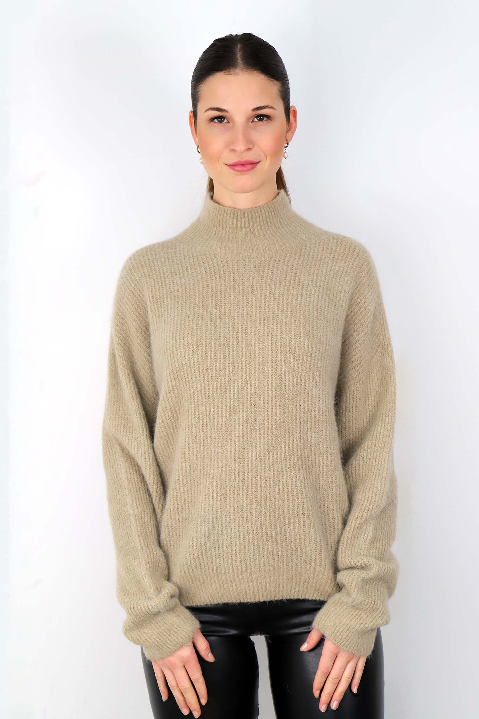 Rippstrick-Pullover aus Alpaka und Wolle - Beige