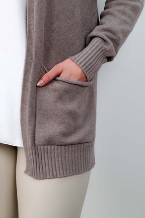 Strickjacke Basic mit Taschen - Taupe