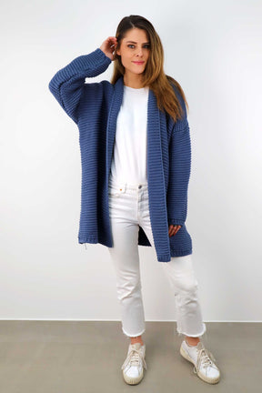 Strickjacke "Grobstrick" - Blau