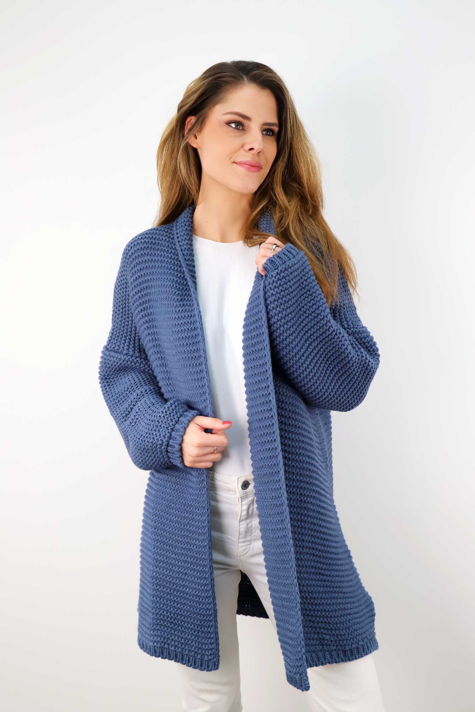 Strickjacke "Grobstrick" - Blau