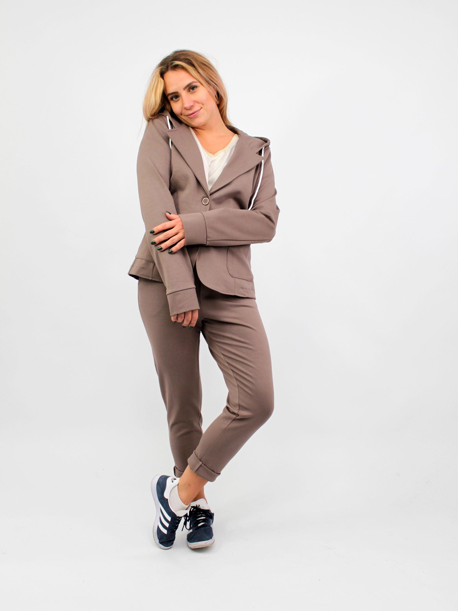 Blazer mit Kapuze - Taupe