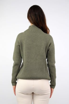 Pullover mit Stehkragen - Khaki