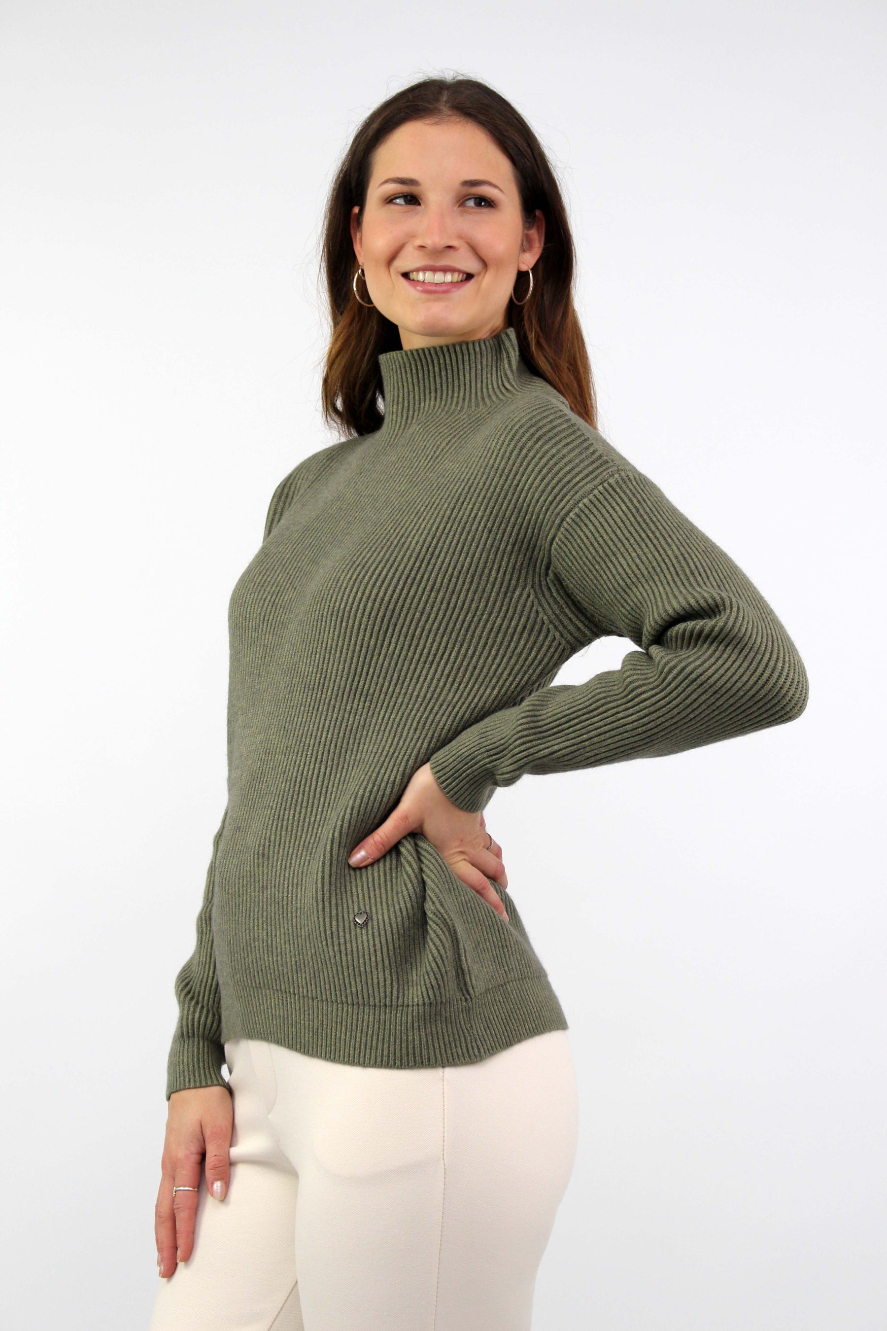 Pullover mit Stehkragen - Khaki