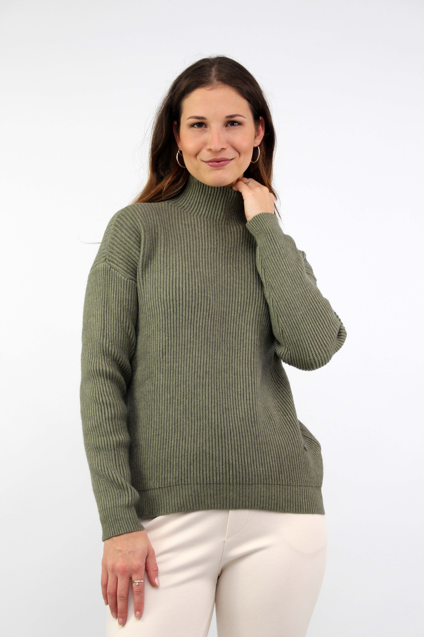 Pullover mit Stehkragen - Khaki